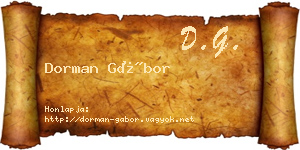 Dorman Gábor névjegykártya